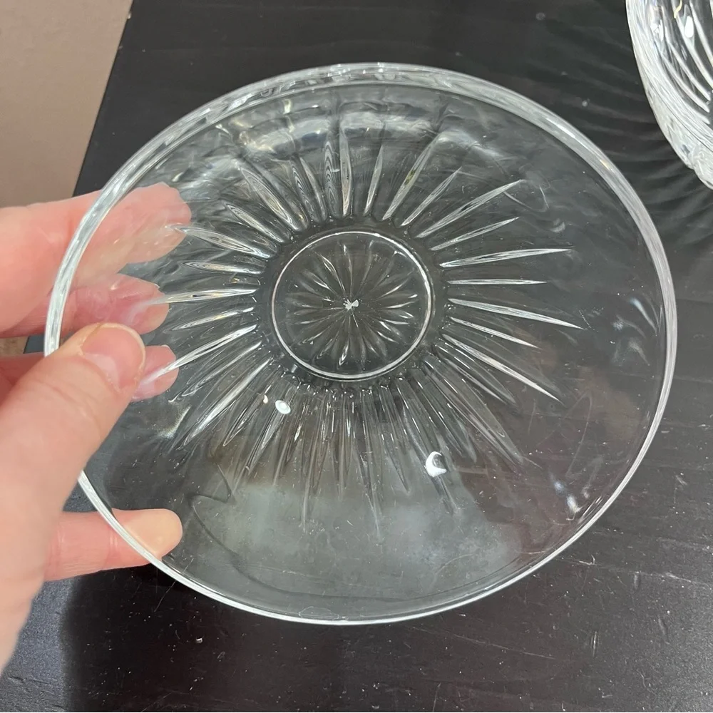 Vintage Cut Glass Dessert Bowls SET of 4- Starburst Pattern